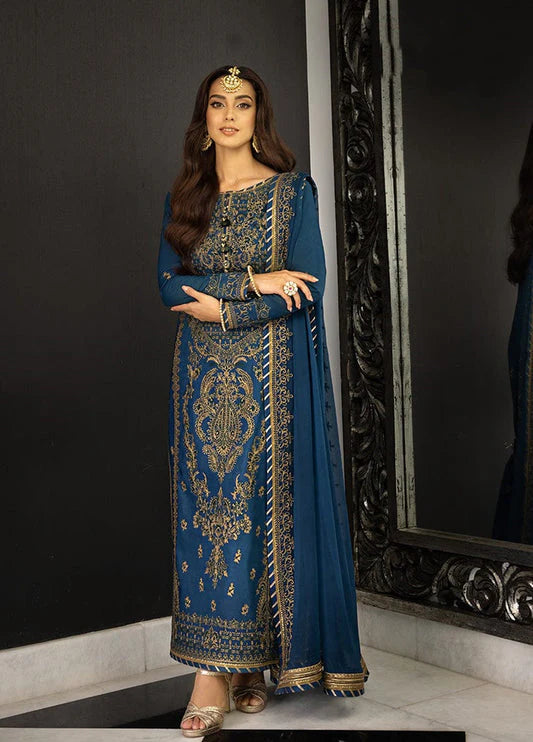STYLE SHYLE Embroidered Chiffon 3 Piece Unstitched Suit -EM0032-Party Wear