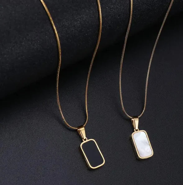 STYLE SHYLE Rectangle Double Sided Delicate Pendant Necklaces